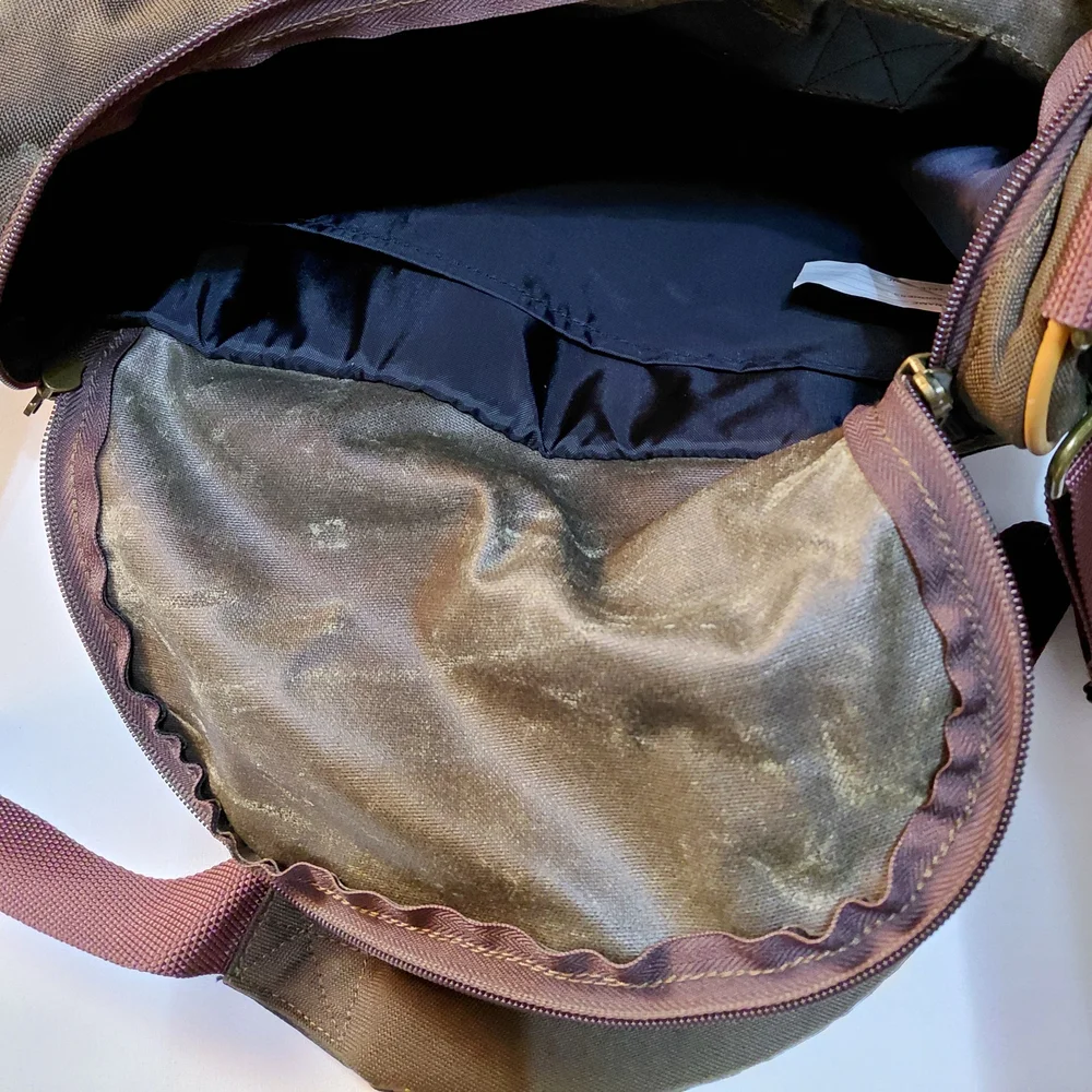 L.L. BEAN Vintage Canvas Travel Bag with Leather Trim
